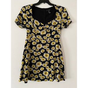 Vintage retro style sunflower short sleeve dress
